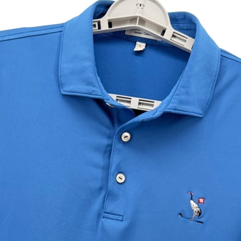 Peter Millar TCP Tampa Bay Polo Shirt Men L Blue Summer Comfort Crane Embroidery